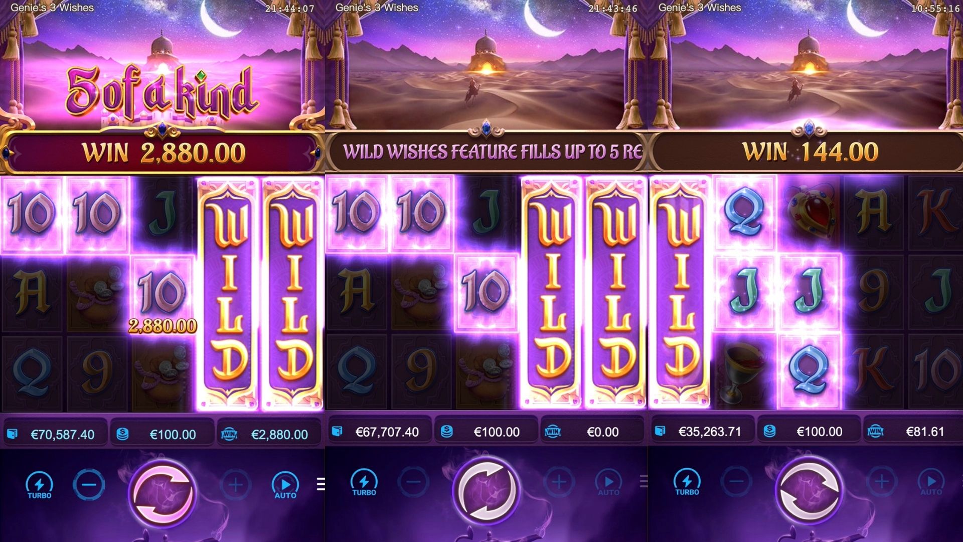 fitur slot genie's 3 wishes