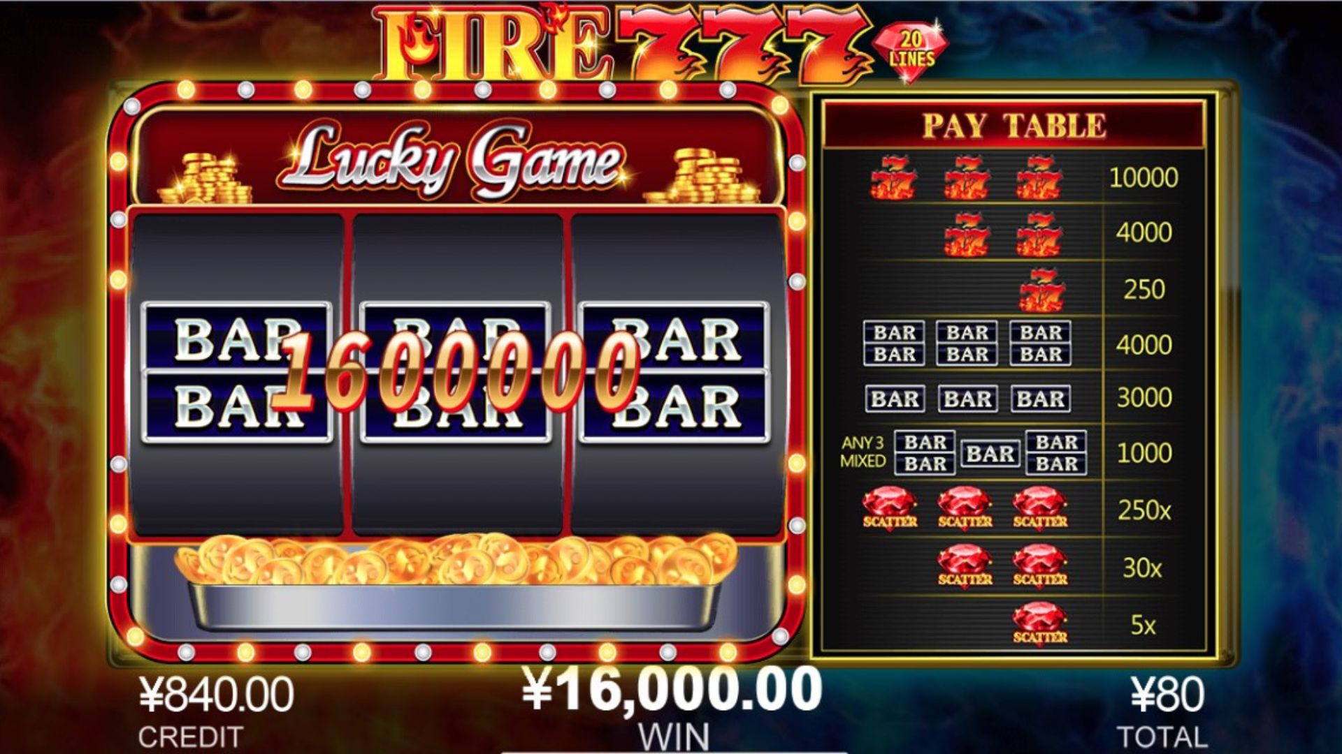 bonus freespin game fire 777