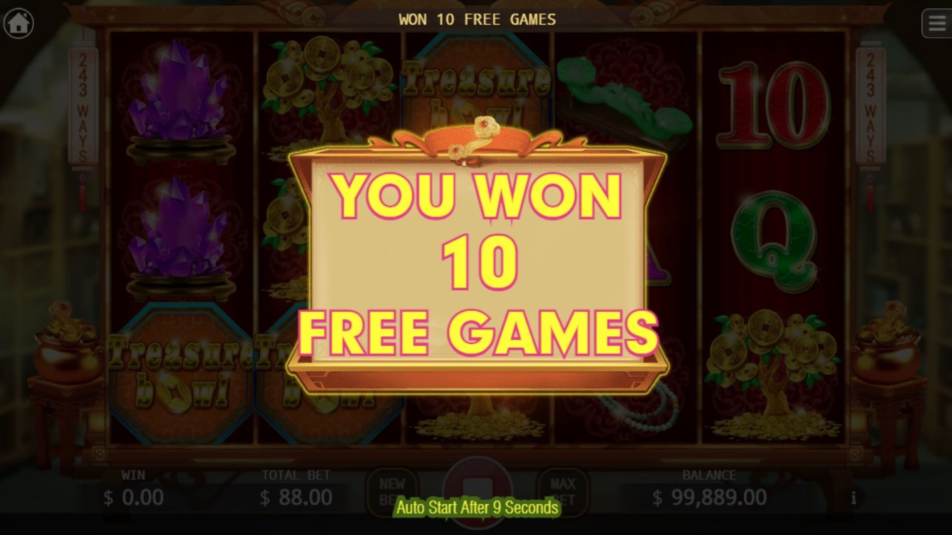 bonus freespin game slot treasure bowl