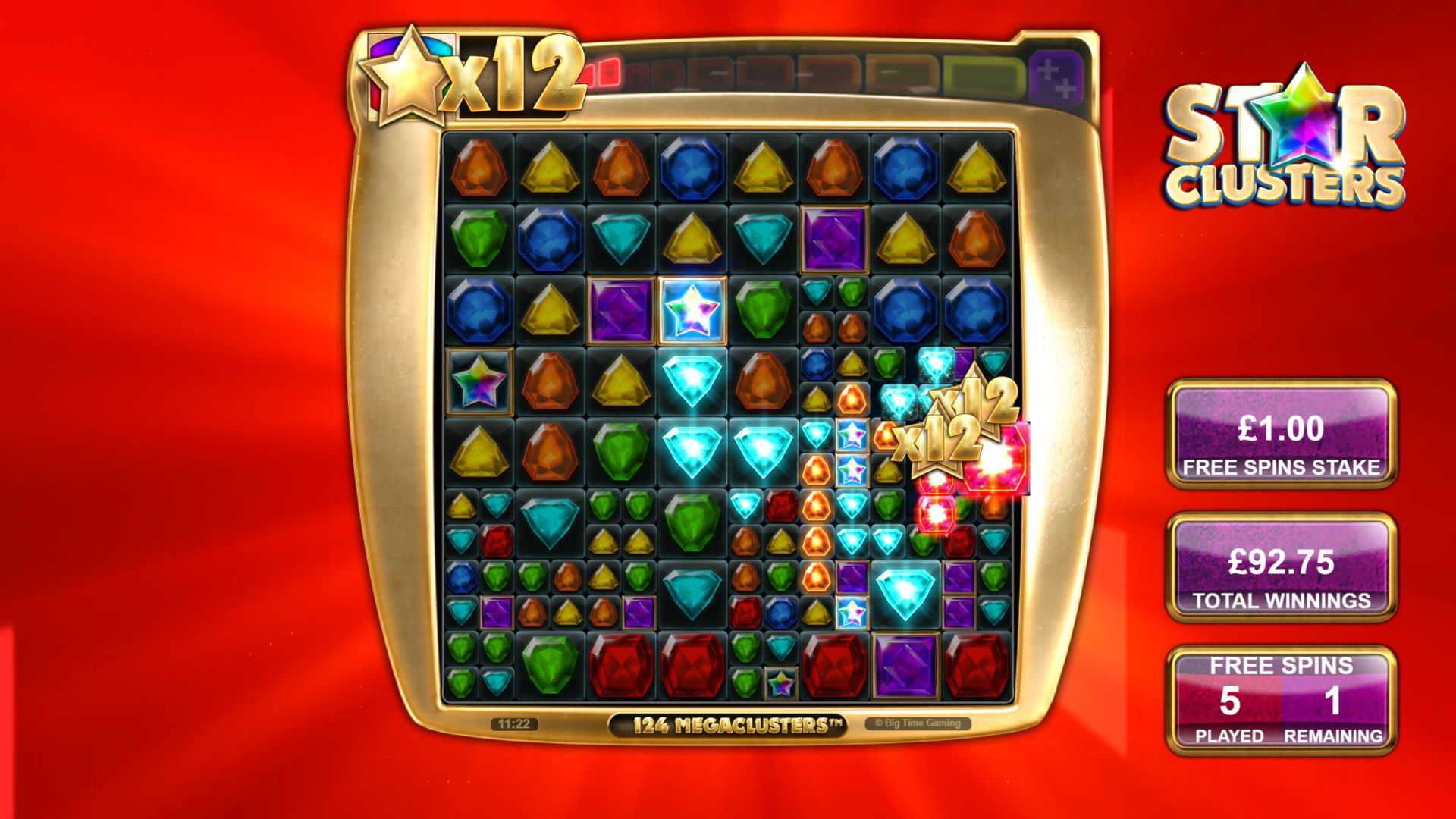 bonus freespin game star clusters megaclusters