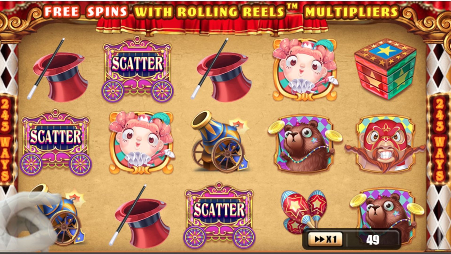 bonus freespin slot amazing circus