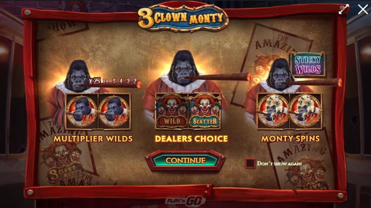 fitur game slot 3 clown monty