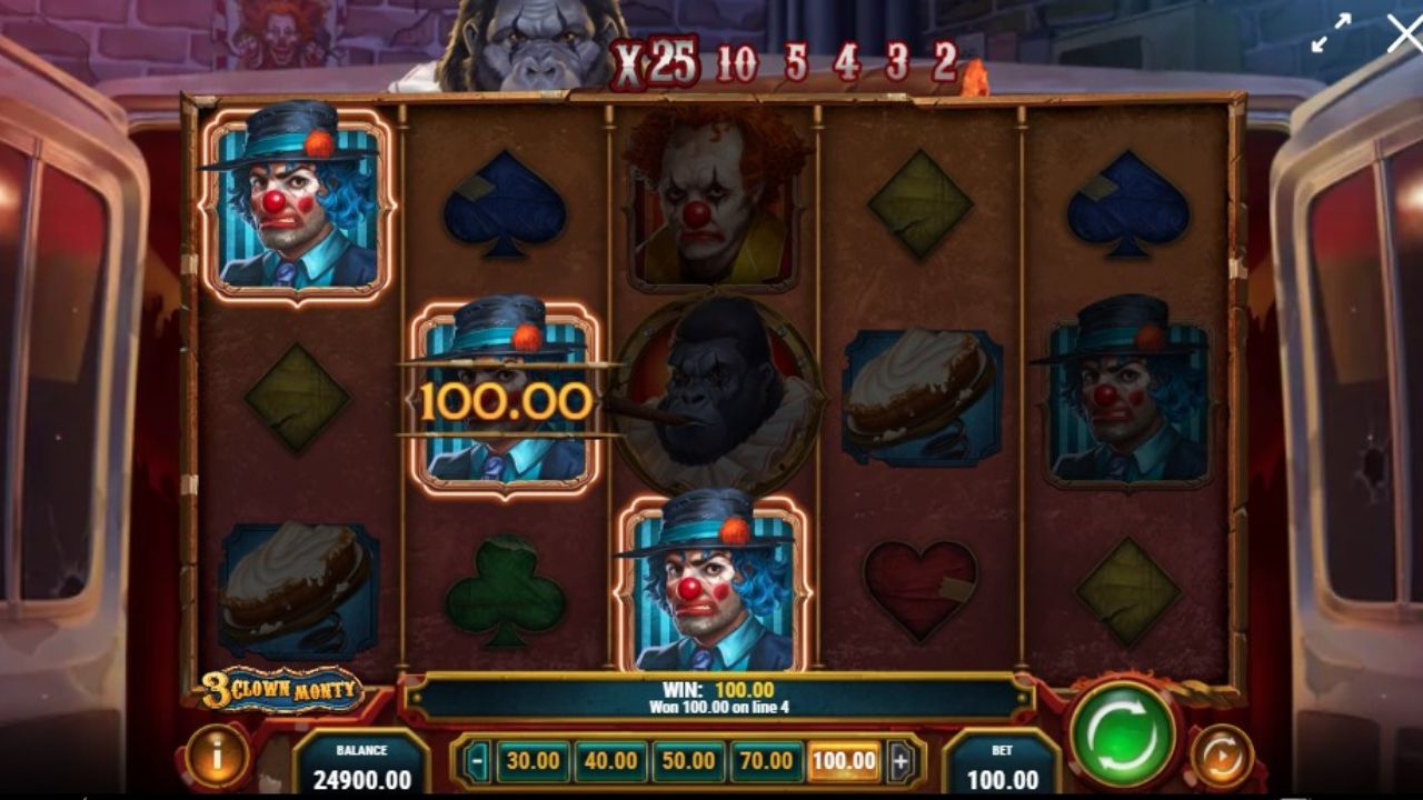 gameplay slot 3 clown monty