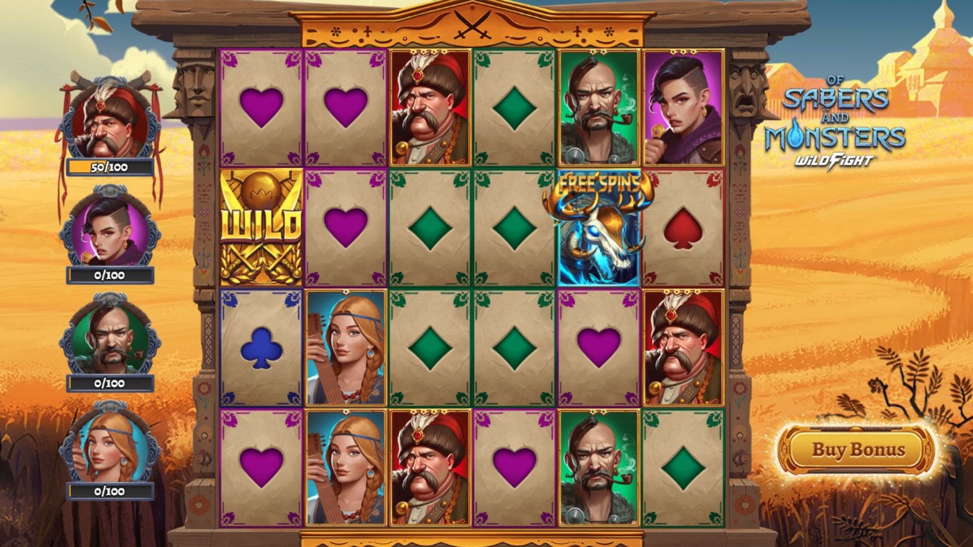 gameplay slot of sabers and monsters wild fight