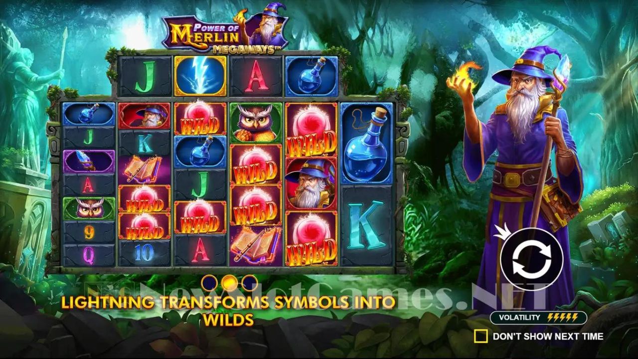 gameplay slot power of merlin megaways